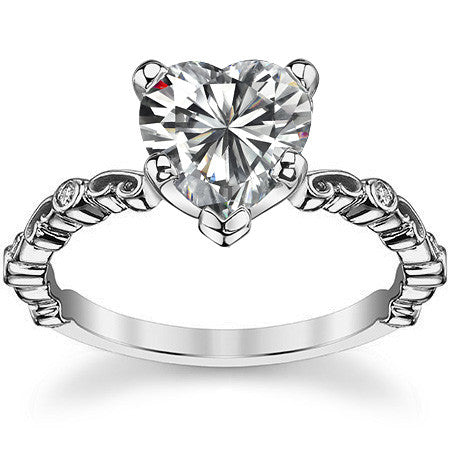 Scroll Diamond Bezel Engagement Ring