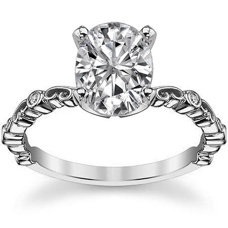 Scroll Diamond Bezel Engagement Ring