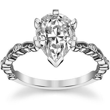 Scroll Diamond Bezel Engagement Ring