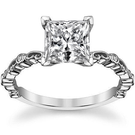 Scroll Diamond Bezel Engagement Ring