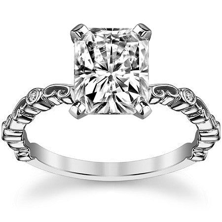 Scroll Diamond Bezel Engagement Ring