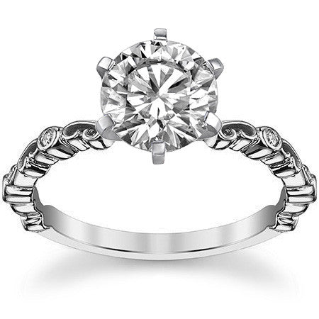 Scroll Diamond Bezel Engagement Ring