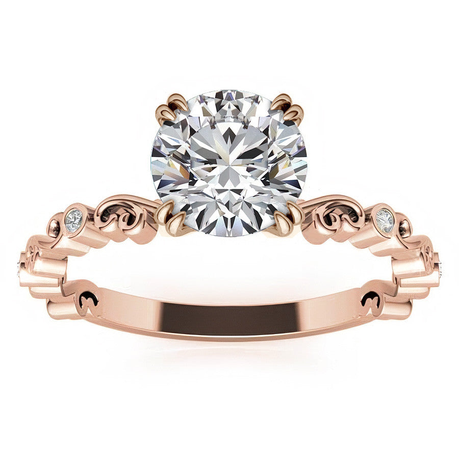 Scroll Diamond Bezel Engagement Ring