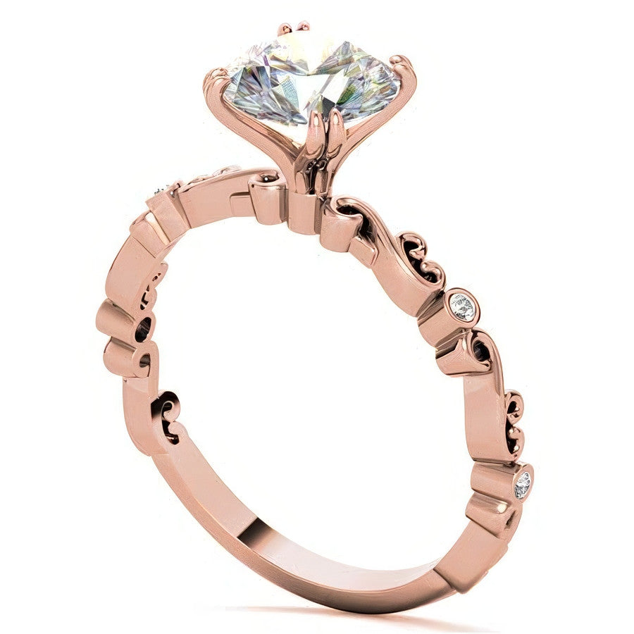 Scroll Diamond Bezel Engagement Ring