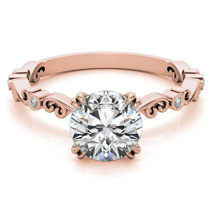 Scroll Diamond Bezel Engagement Ring