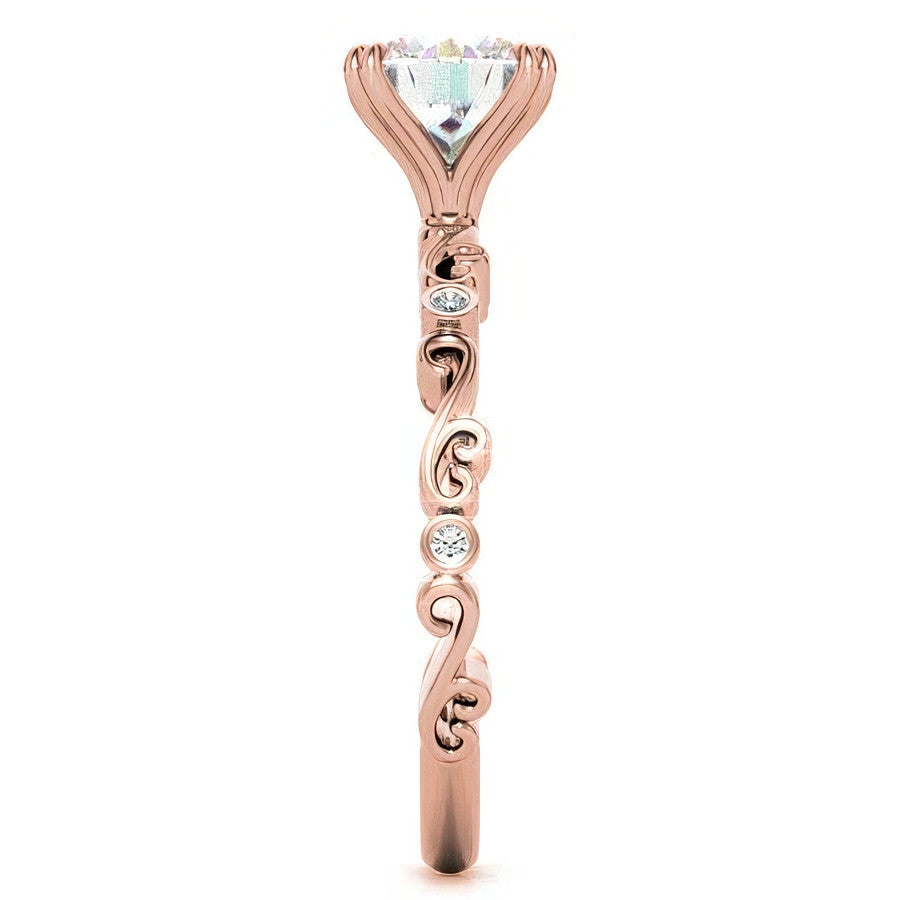 Scroll Diamond Bezel Engagement Ring