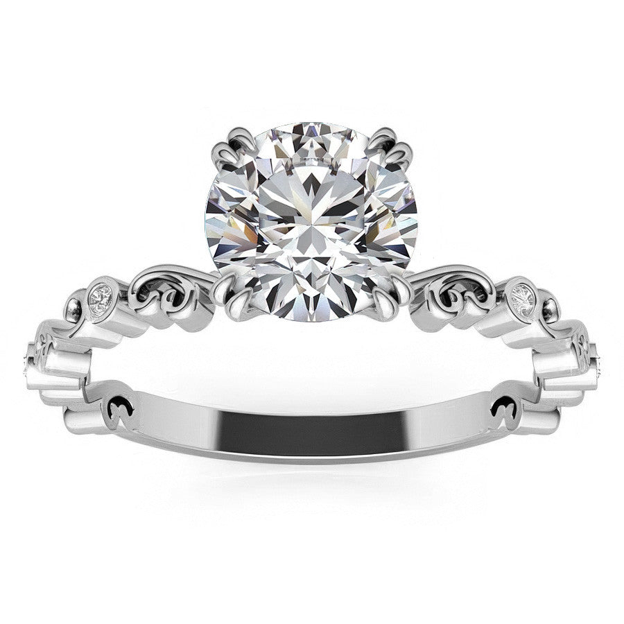 Scroll Diamond Bezel Engagement Ring