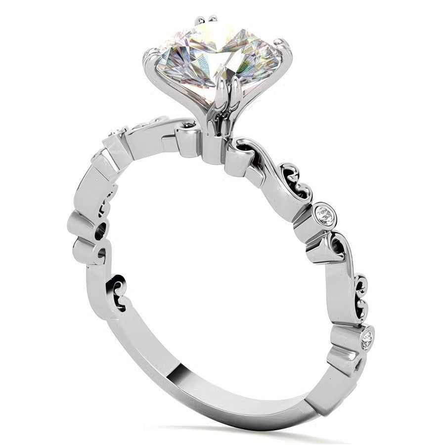 Scroll Diamond Bezel Engagement Ring