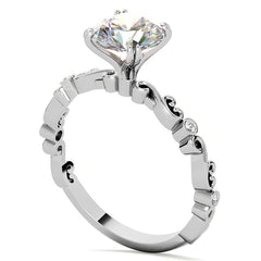 Scroll Diamond Bezel Engagement Ring