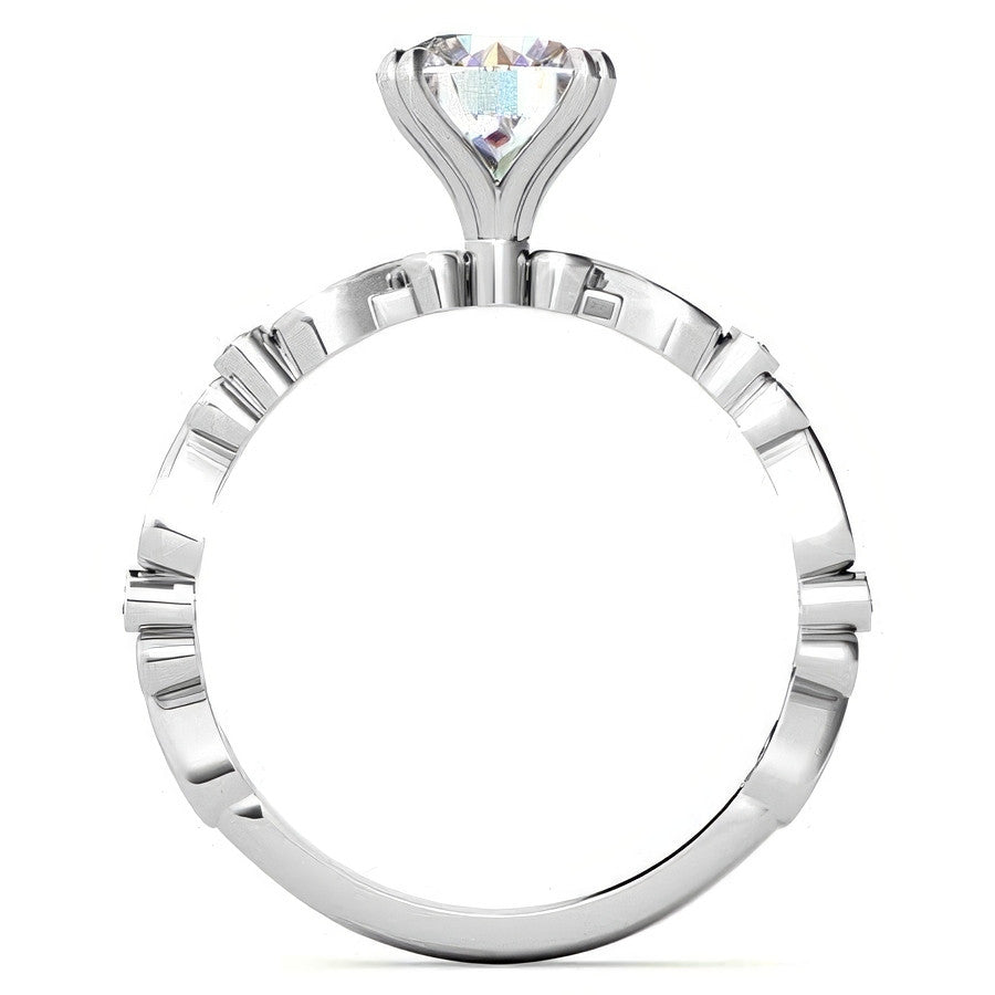 Scroll Diamond Bezel Engagement Ring