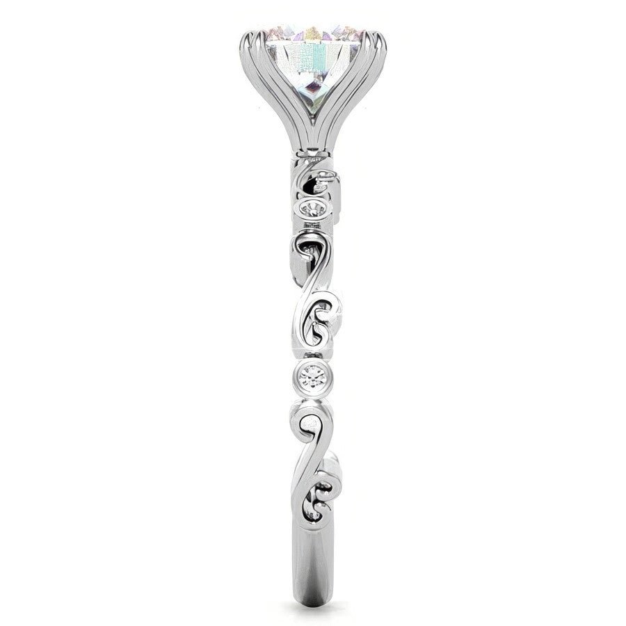 Scroll Diamond Bezel Engagement Ring