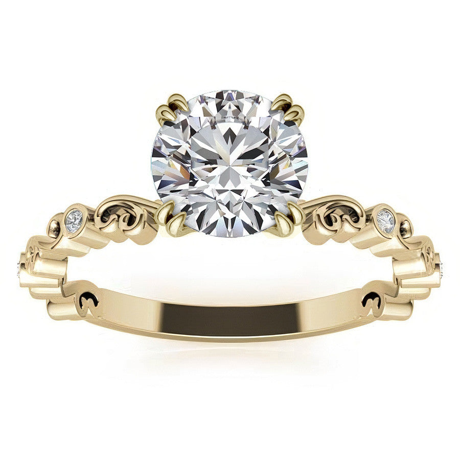 Scroll Diamond Bezel Engagement Ring