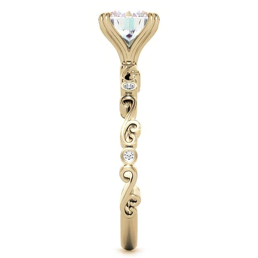 Scroll Diamond Bezel Engagement Ring