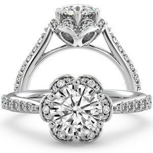 Round Floral-Style Moissanite Engagement Ring