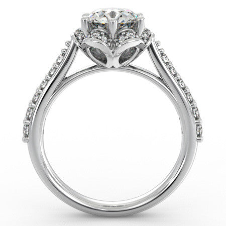 Round Floral-Style Moissanite Engagement Ring