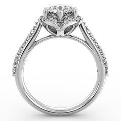 Round Floral-Style Moissanite Engagement Ring