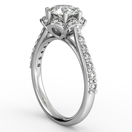 Round Floral-Style Moissanite Engagement Ring