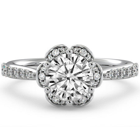 Round Floral-Style Moissanite Engagement Ring