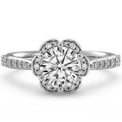 Round Floral-Style Moissanite Engagement Ring