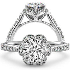 Round Floral-Style Moissanite Engagement Ring