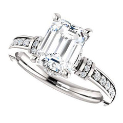 Emerald / Radiant cut Moissanite Engagement Ring