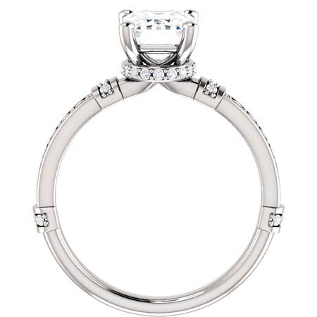 Emerald / Radiant cut Moissanite Engagement Ring