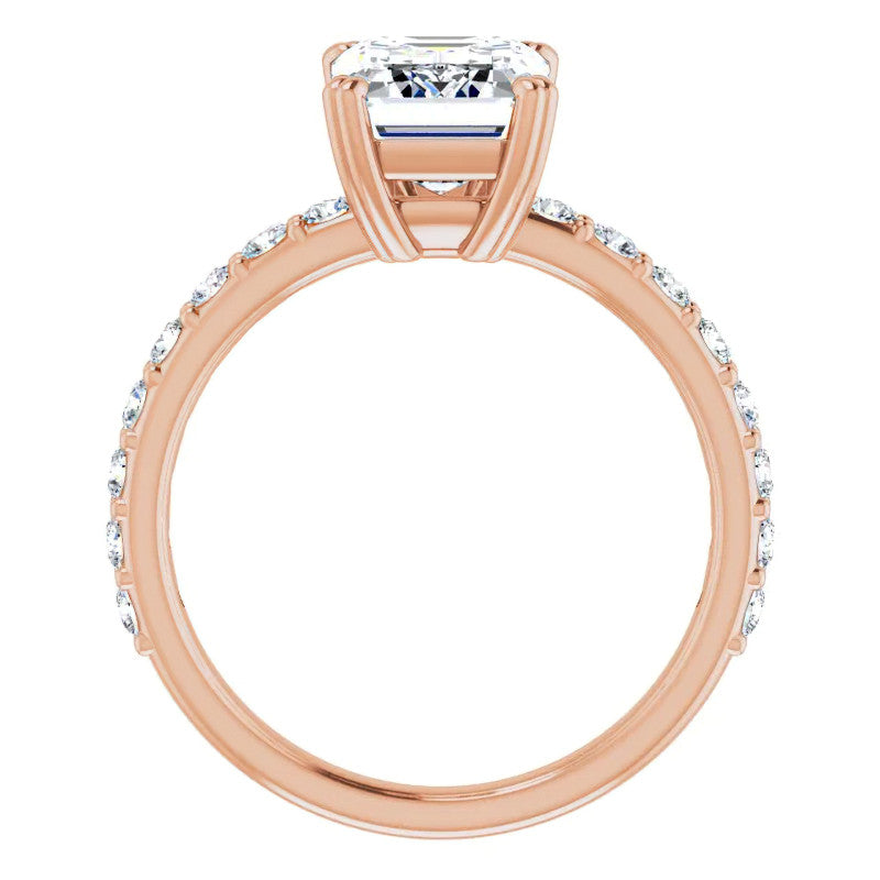 Emerald cut Moissanite Double Prong Engagement Ring