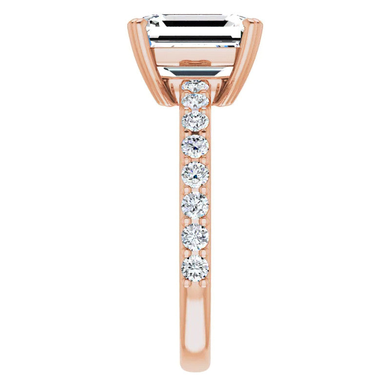 Emerald cut Moissanite Double Prong Engagement Ring
