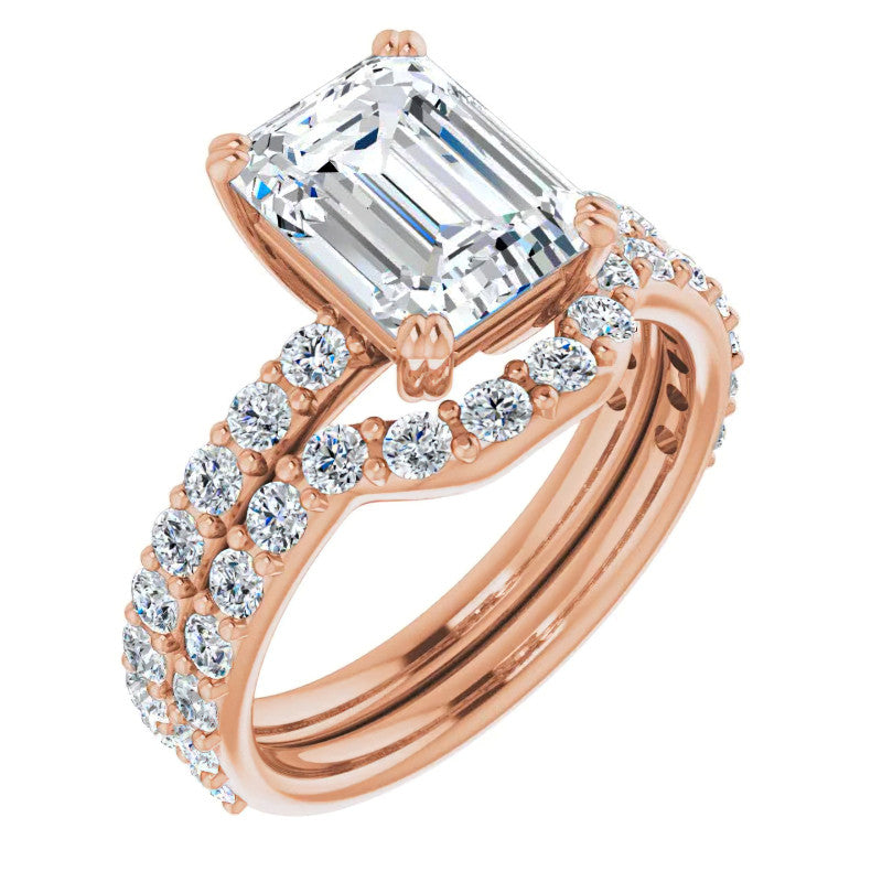 Emerald cut Moissanite Double Prong Engagement Ring