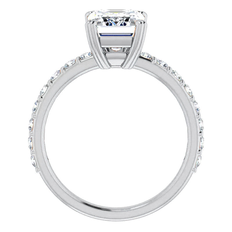 Emerald cut Moissanite Double Prong Engagement Ring