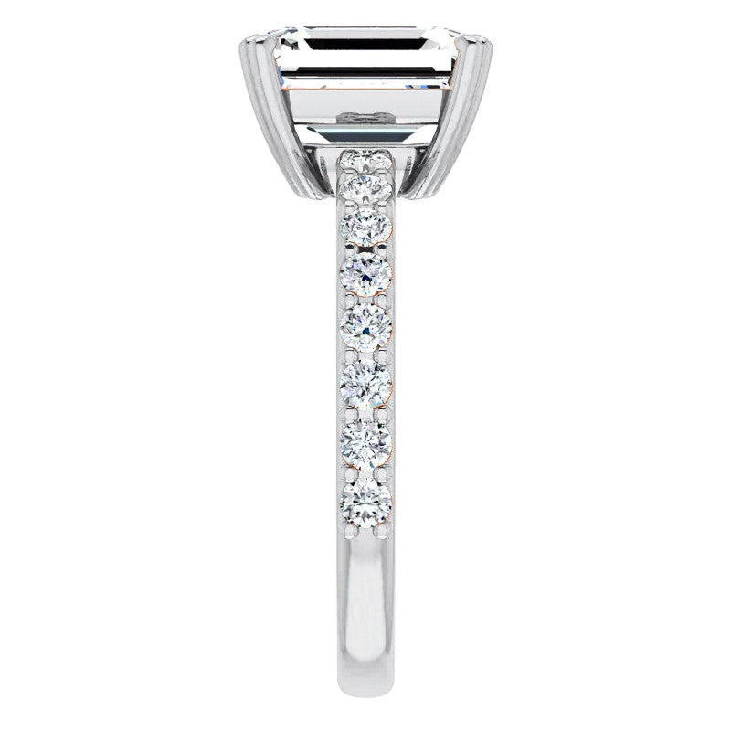 Emerald cut Moissanite Double Prong Engagement Ring
