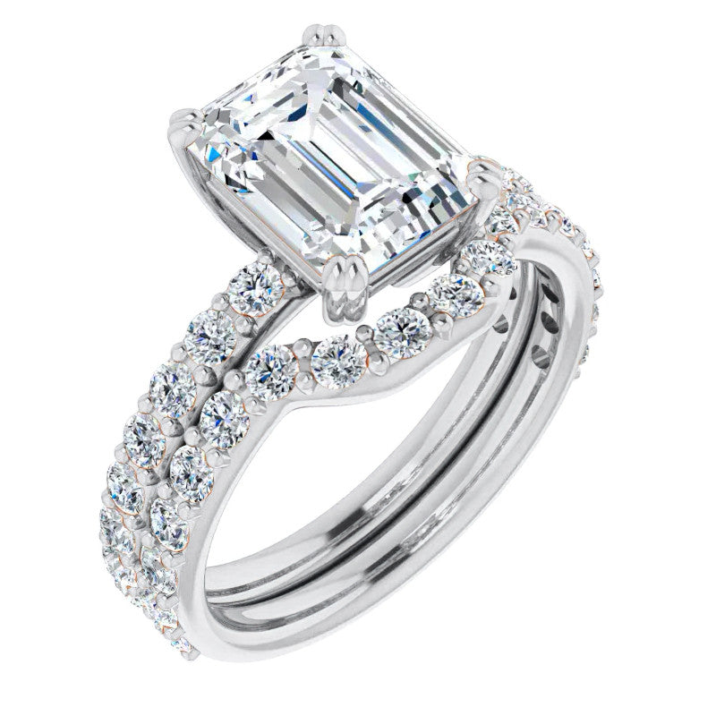 Emerald cut Moissanite Double Prong Engagement Ring
