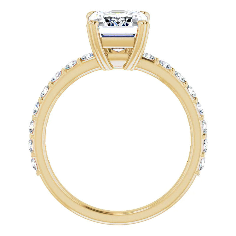 Emerald cut Moissanite Double Prong Engagement Ring