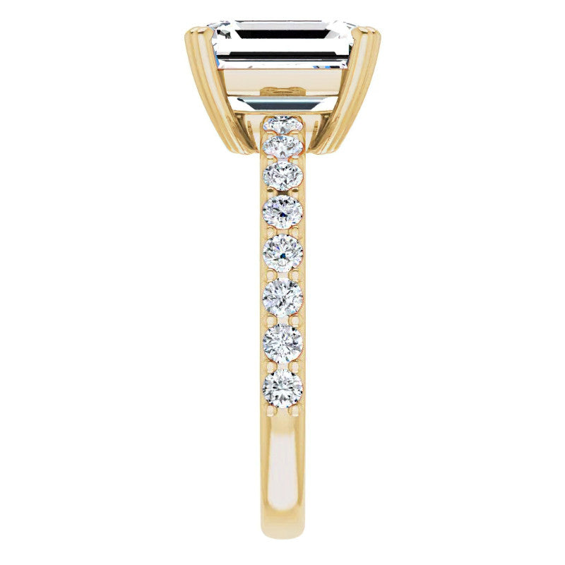 Emerald cut Moissanite Double Prong Engagement Ring