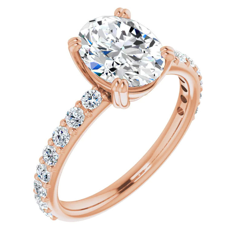 Oval Cut Moissanite Double Prong Engagement Ring