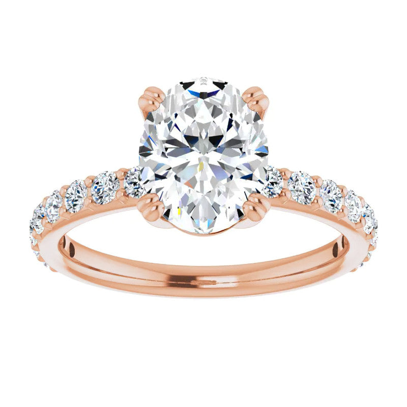 Oval Cut Moissanite Double Prong Engagement Ring