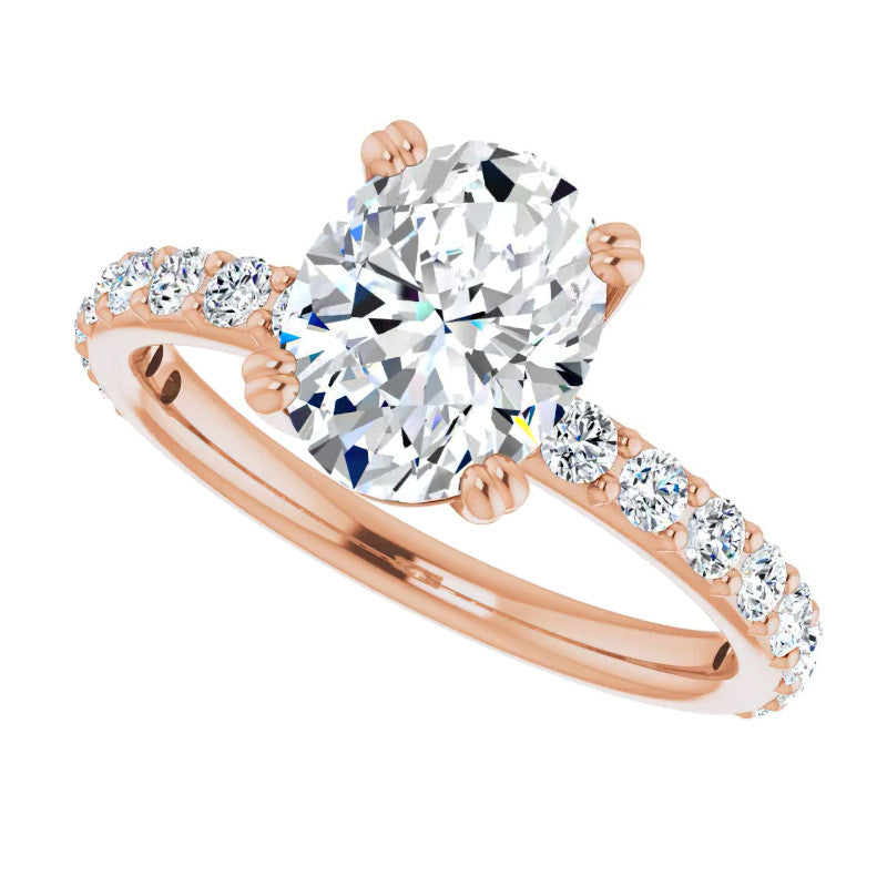 Oval Cut Moissanite Double Prong Engagement Ring