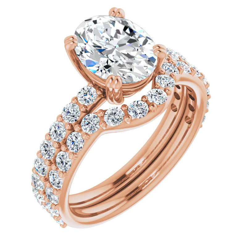 Oval Cut Moissanite Double Prong Engagement Ring