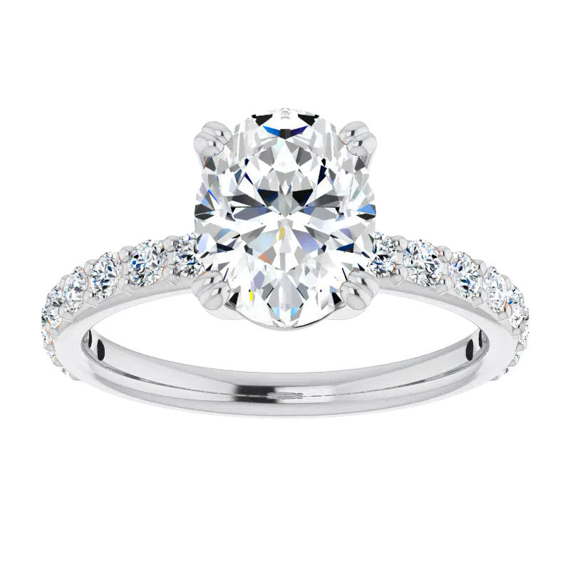Oval Cut Moissanite Double Prong Engagement Ring