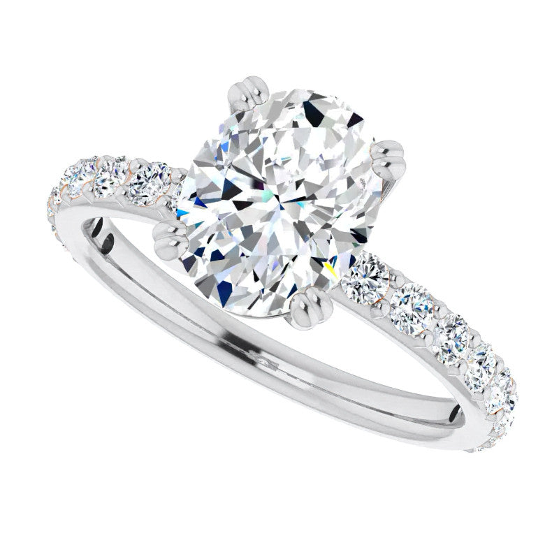 Oval Cut Moissanite Double Prong Engagement Ring