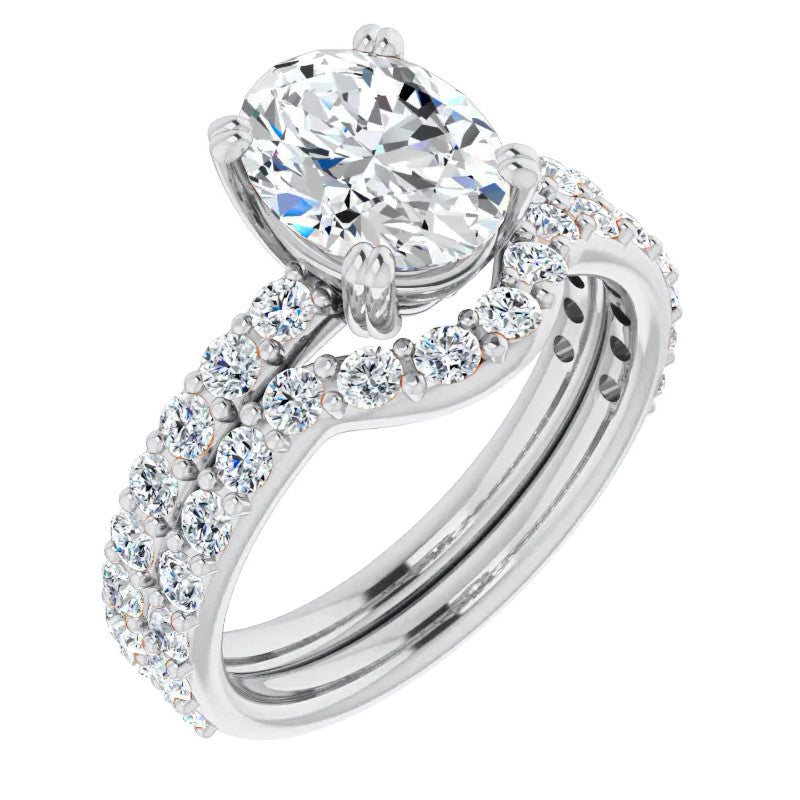 Oval Cut Moissanite Double Prong Engagement Ring