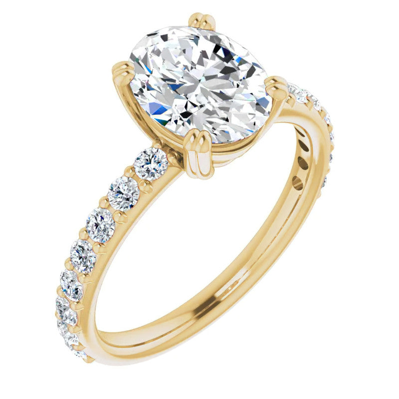 Oval Cut Moissanite Double Prong Engagement Ring