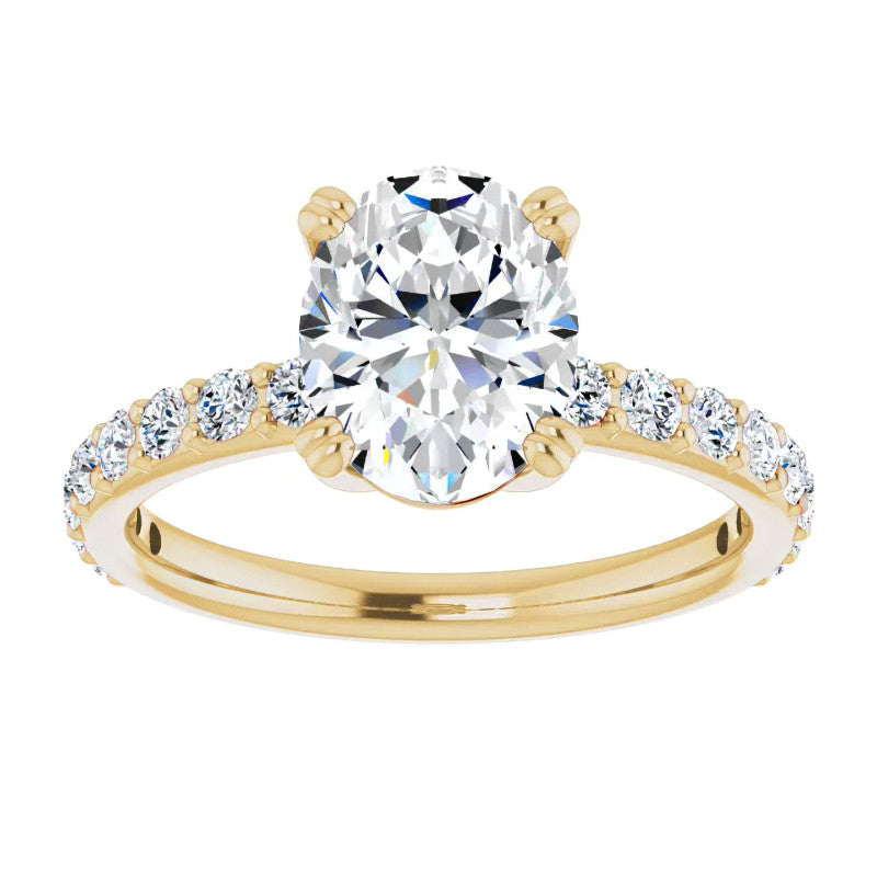 Oval Cut Moissanite Double Prong Engagement Ring