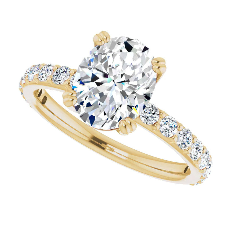 Oval Cut Moissanite Double Prong Engagement Ring