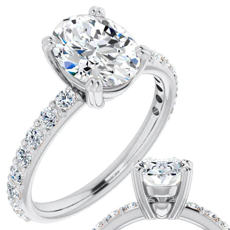 Oval Cut Moissanite Double Prong Engagement Ring