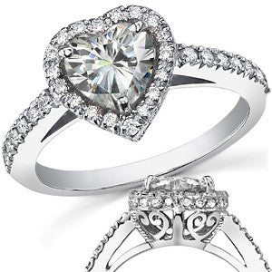 Heart Halo Moissanite Engagement Ring