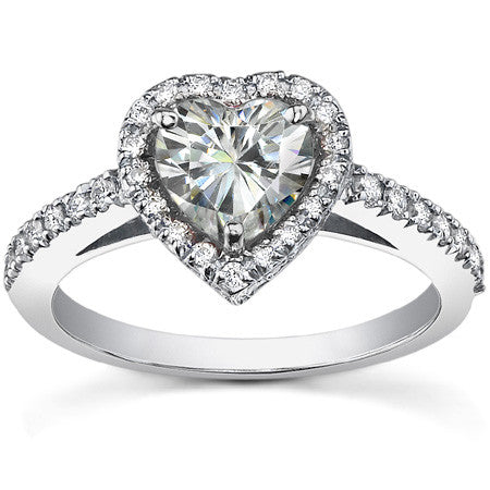 Heart Halo Moissanite Engagement Ring