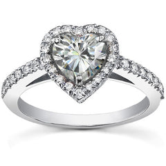 Heart Halo Moissanite Engagement Ring