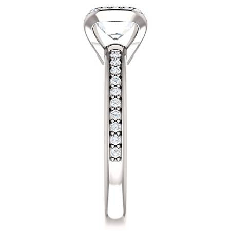 Emerald cut Moissanite Bezel Halo Engagement Ring