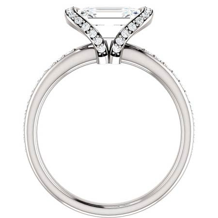 Emerald cut Moissanite Bezel Halo Engagement Ring
